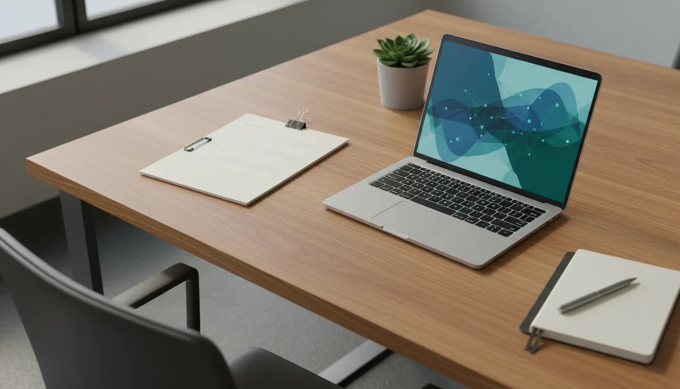 KI für Unternehmen: Moderner Arbeitsplatz mit Dashboard und KI-Automatisierung