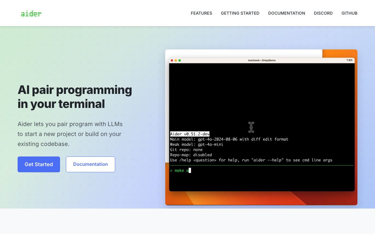 Screenshot von Aider