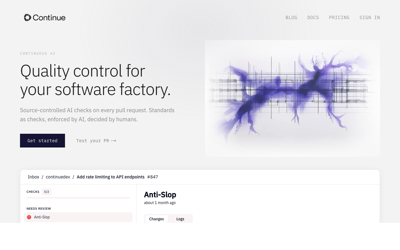 Screenshot von Continue.dev