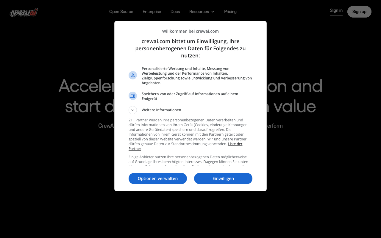 Screenshot von CrewAI