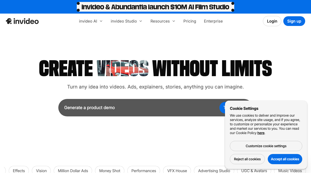 Screenshot von InVideo AI