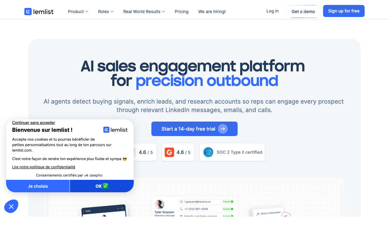 Screenshot von Lemlist