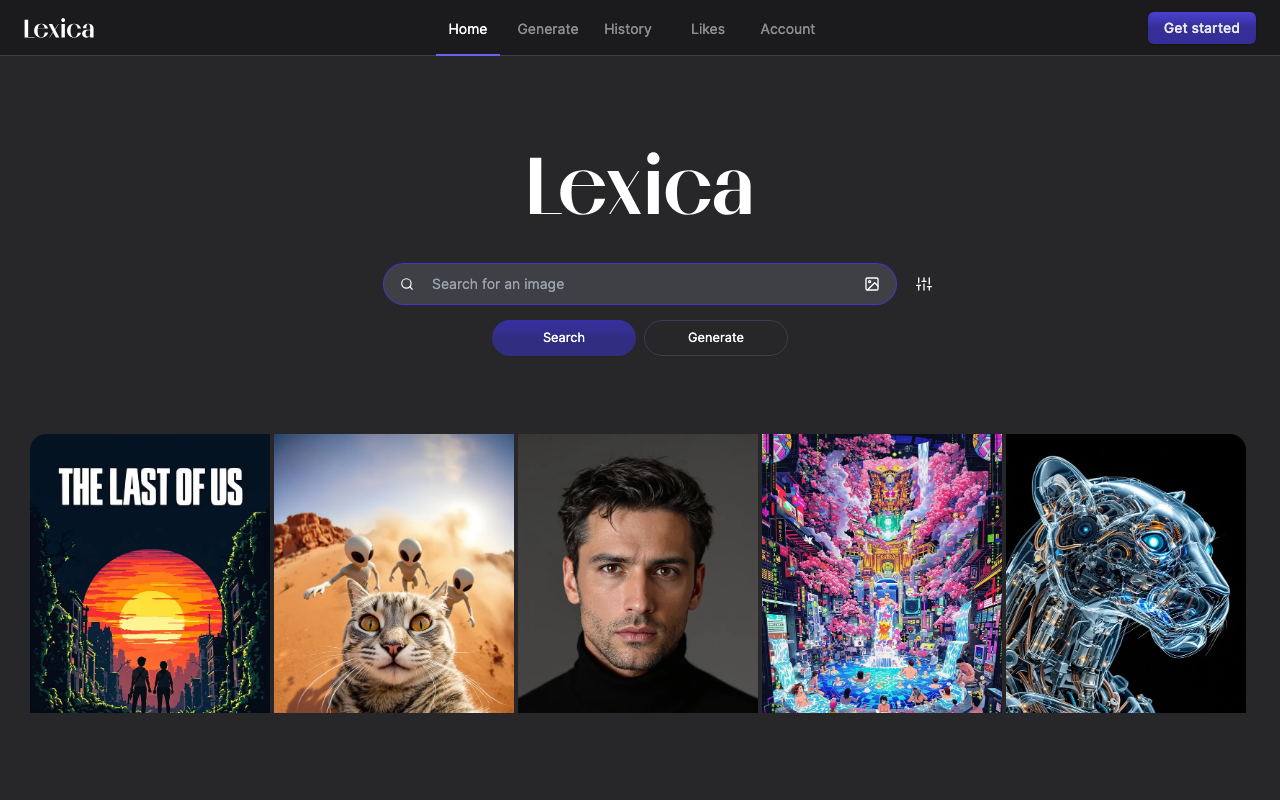 Screenshot von Lexica