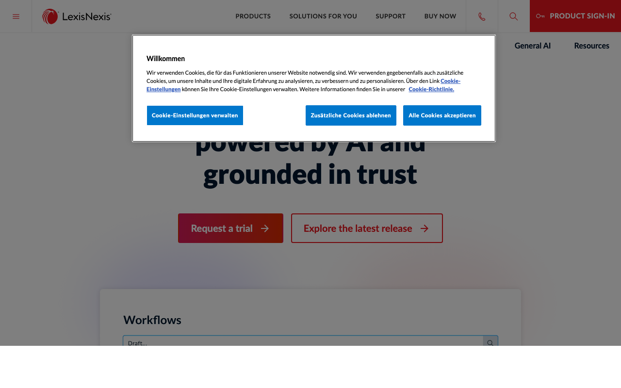Screenshot von Lexis+ AI