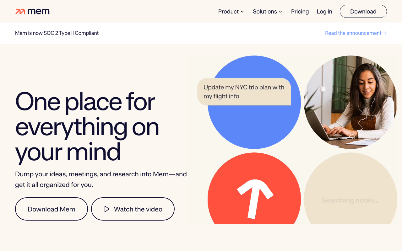 Screenshot von Mem.ai