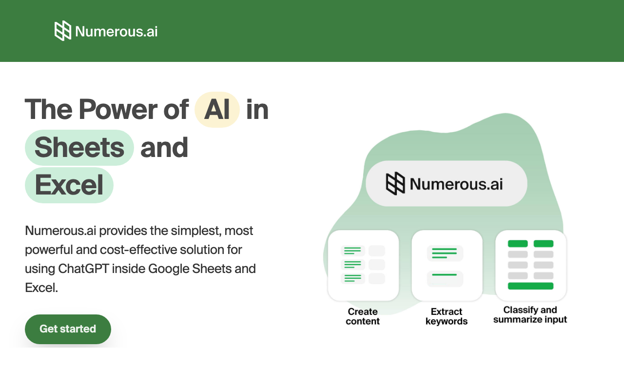 Screenshot von Numerous AI