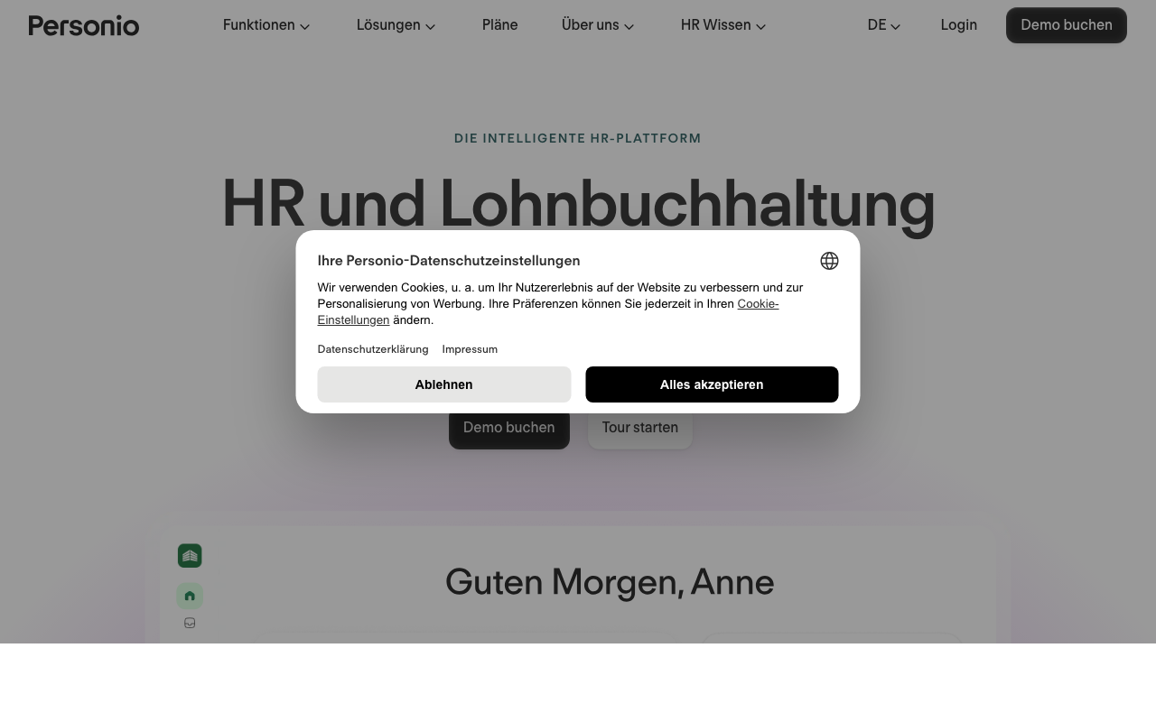 Screenshot von Personio