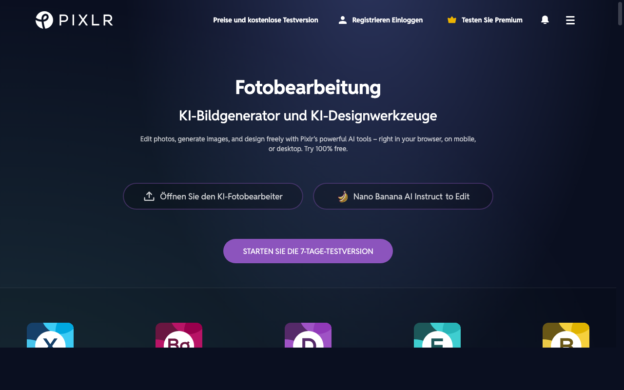 Screenshot von Pixlr