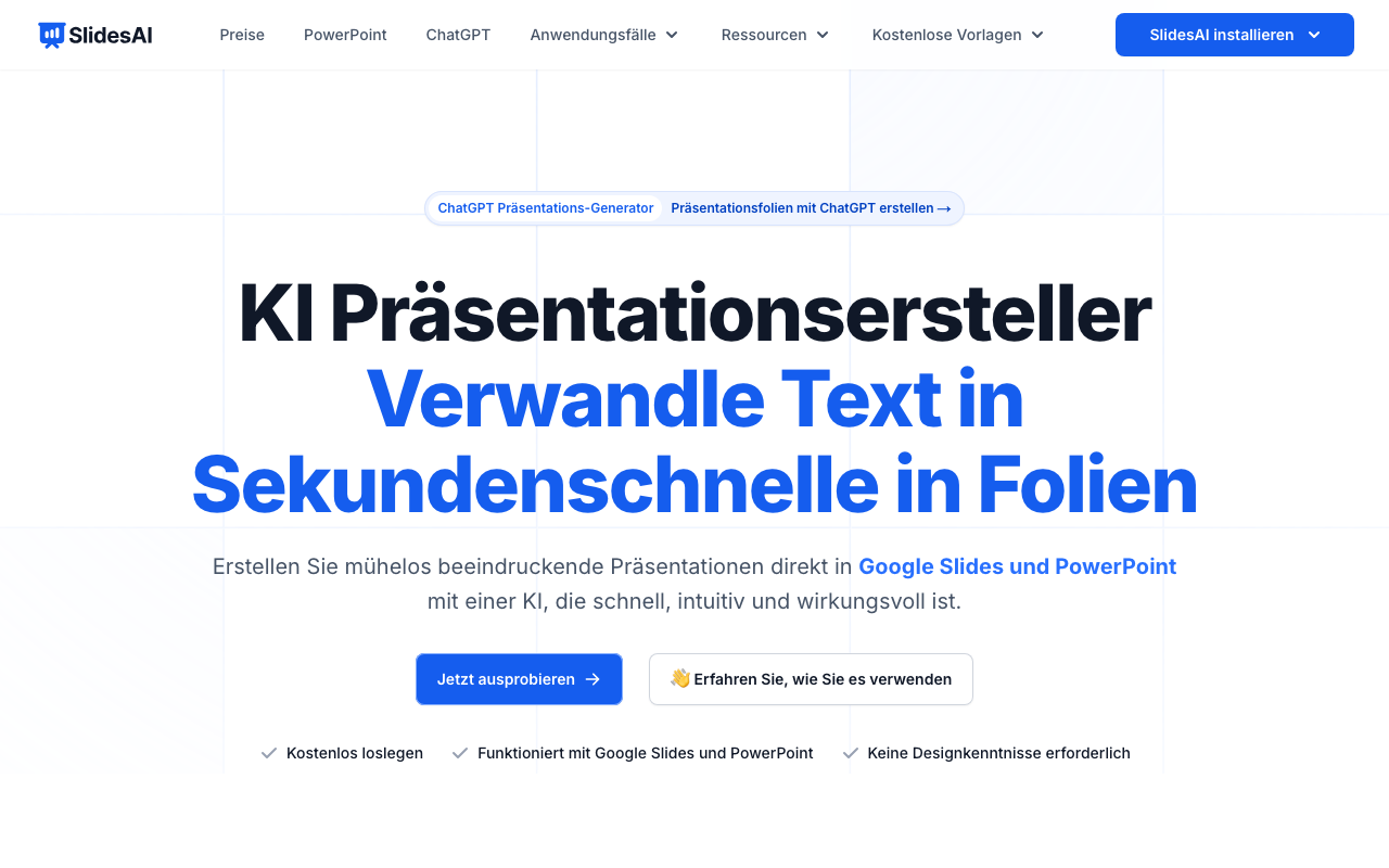 Screenshot von SlidesAI
