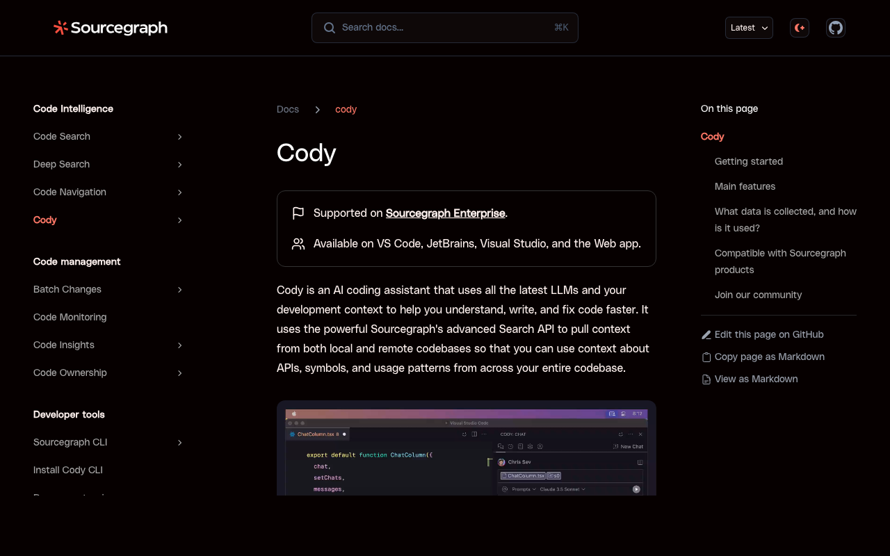 Screenshot von Sourcegraph Cody