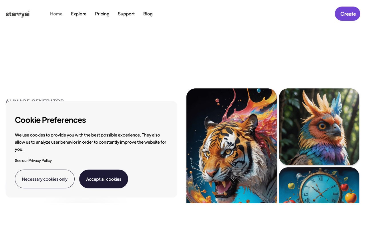 Screenshot von StarryAI