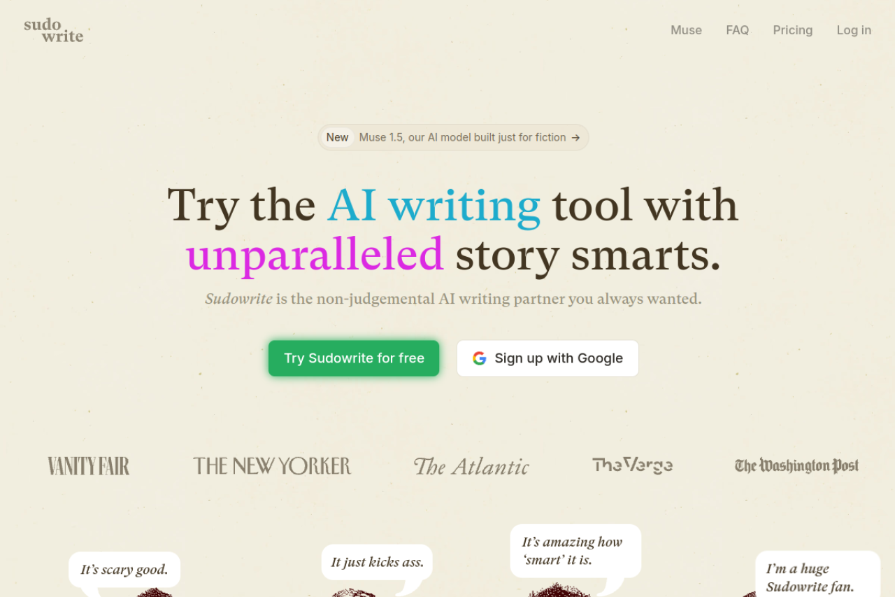 Screenshot von Sudowrite