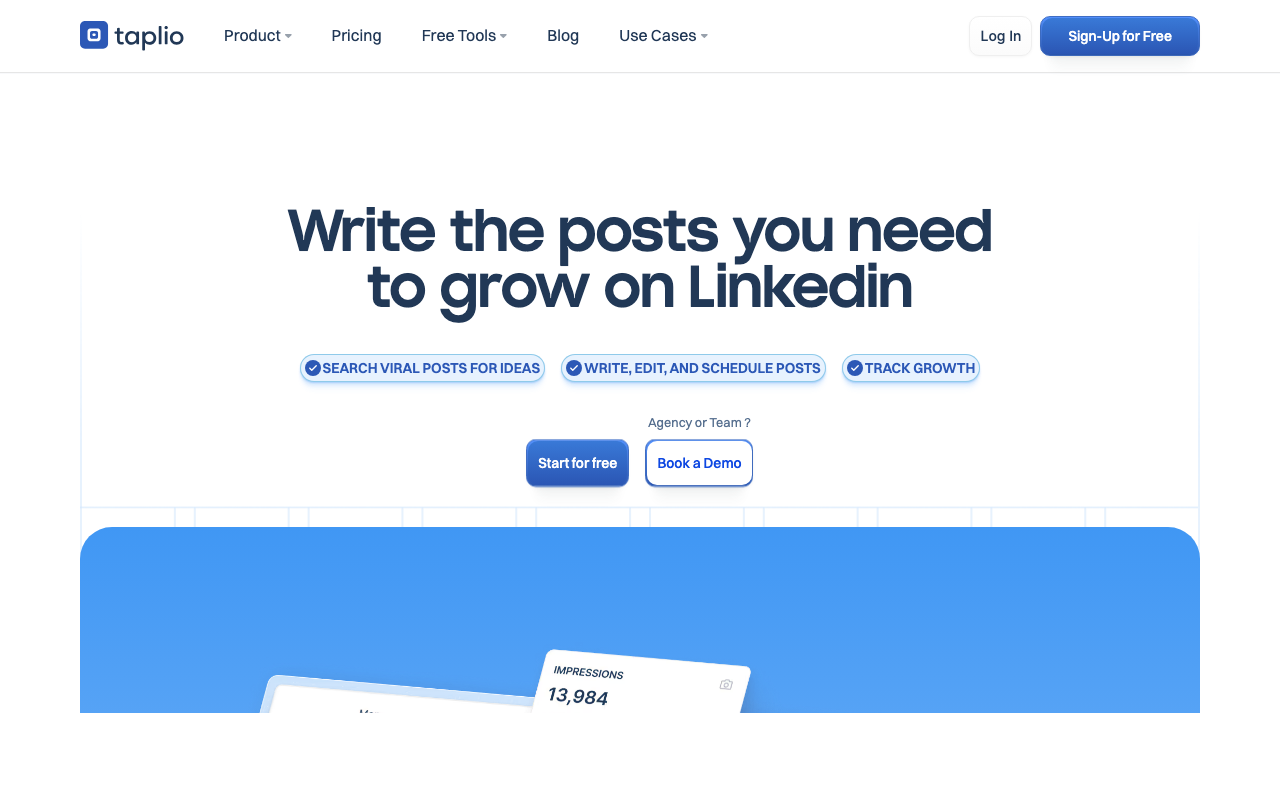 Screenshot von Taplio