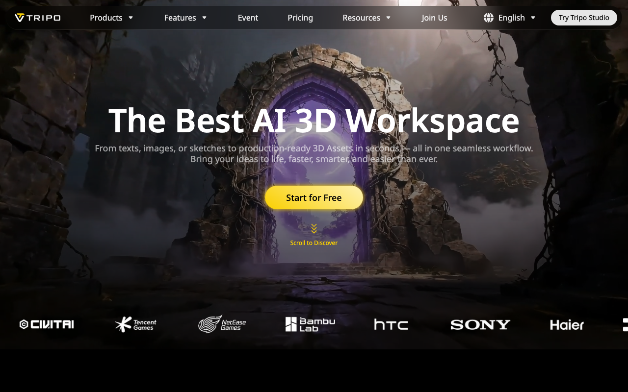 Screenshot von Tripo AI