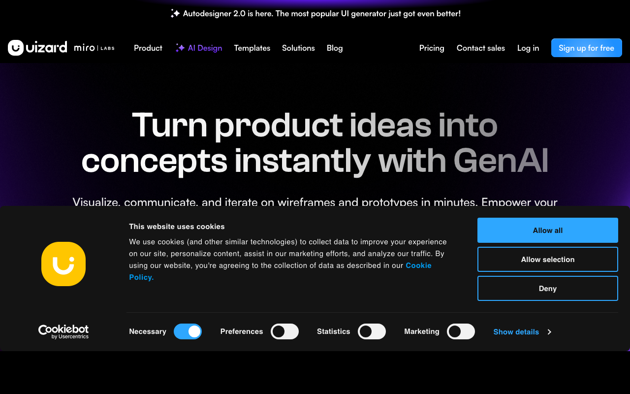 Screenshot von Uizard
