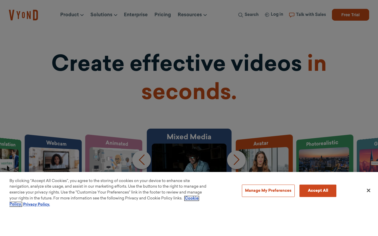 Screenshot von Vyond